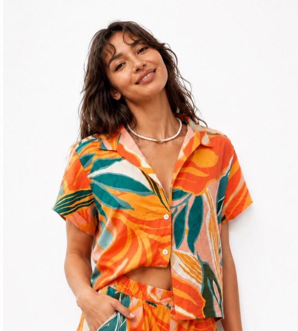 Vitamin A Multicolor Linen Short Sleeve Button Down